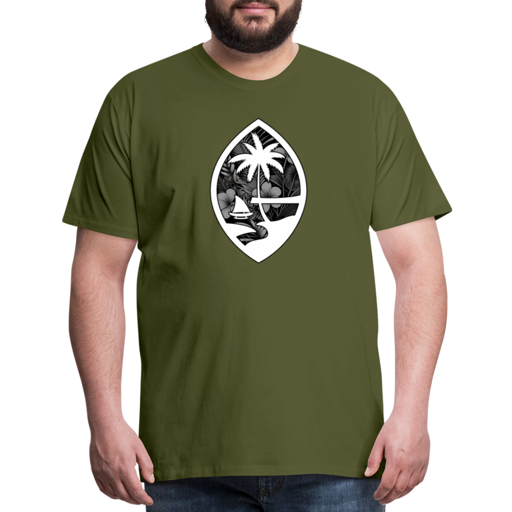 Guam Seal Monochrome Floral Men's Premium T-Shirt - olive green