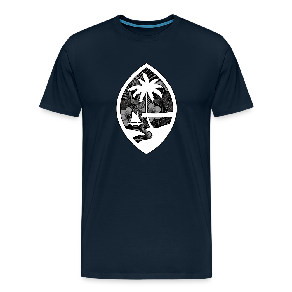 Guam Seal Monochrome Floral Men's Premium T-Shirt - deep navy