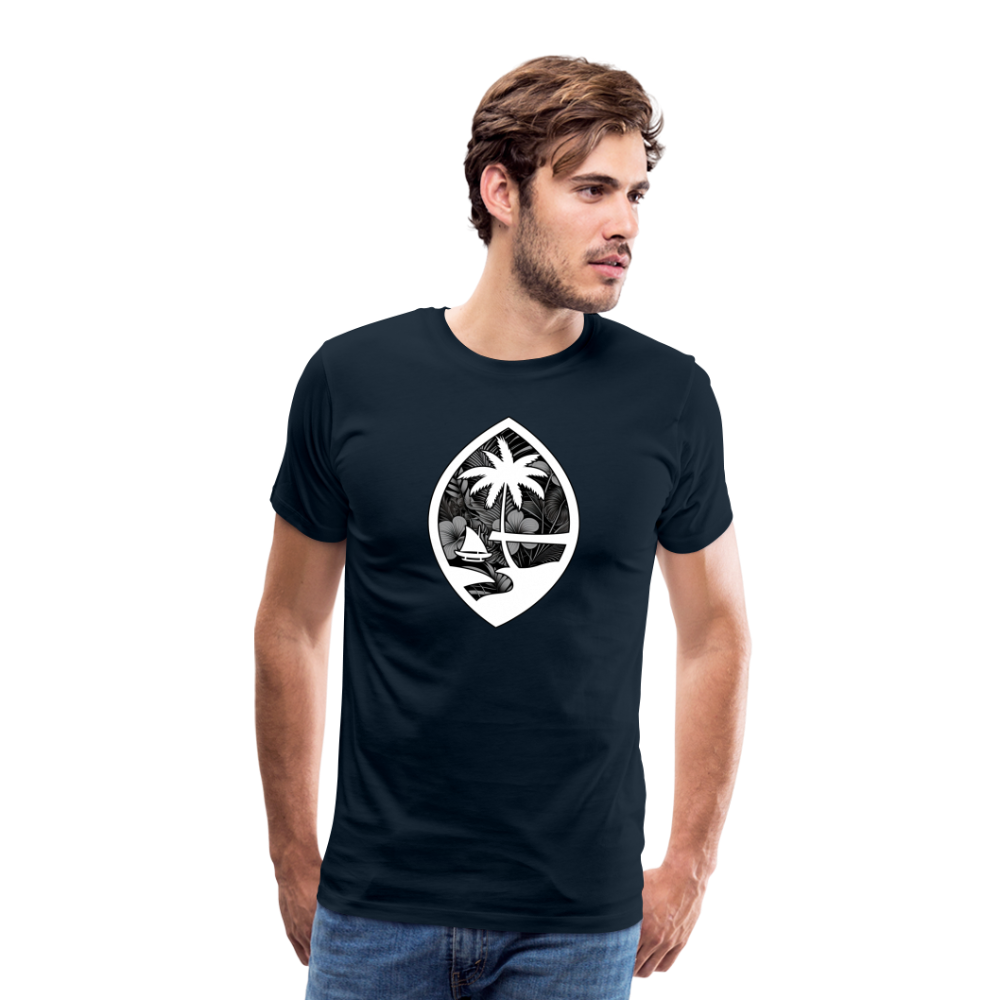 Guam Seal Monochrome Floral Men's Premium T-Shirt - deep navy