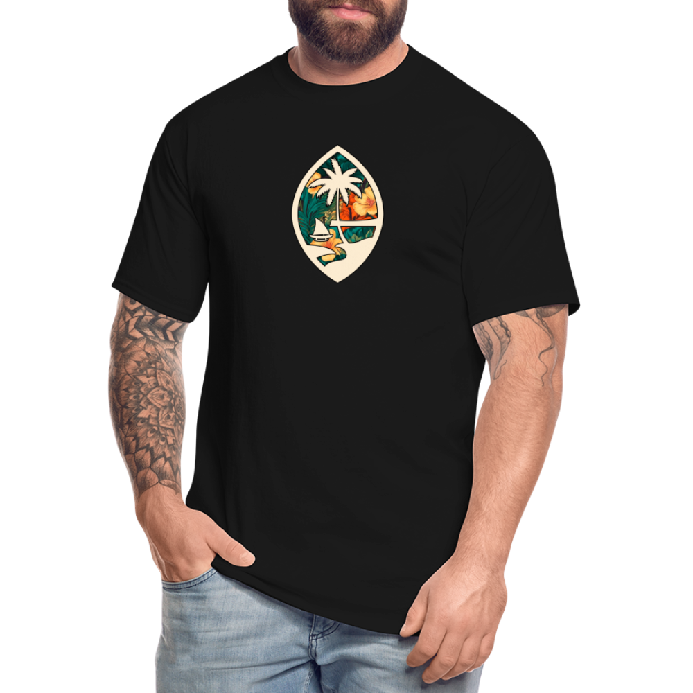 Guam Seal Floral Men's Tall T-Shirt - black