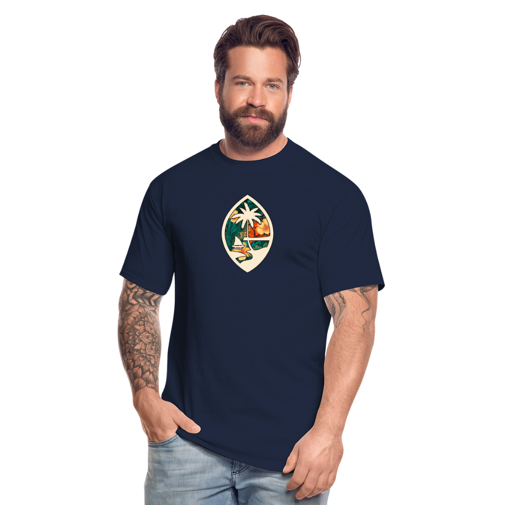 Guam Seal Floral Men's Tall T-Shirt - navy