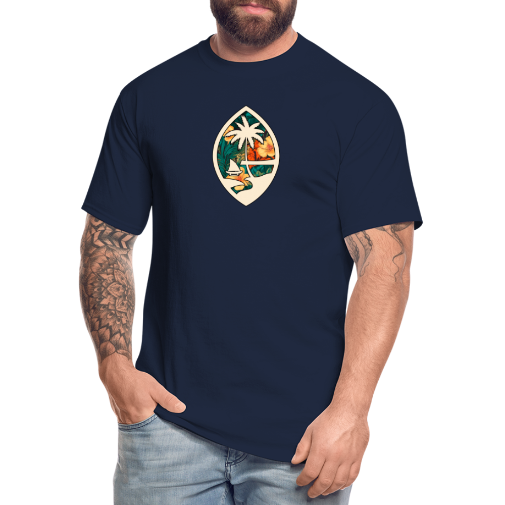Guam Seal Floral Men's Tall T-Shirt - navy