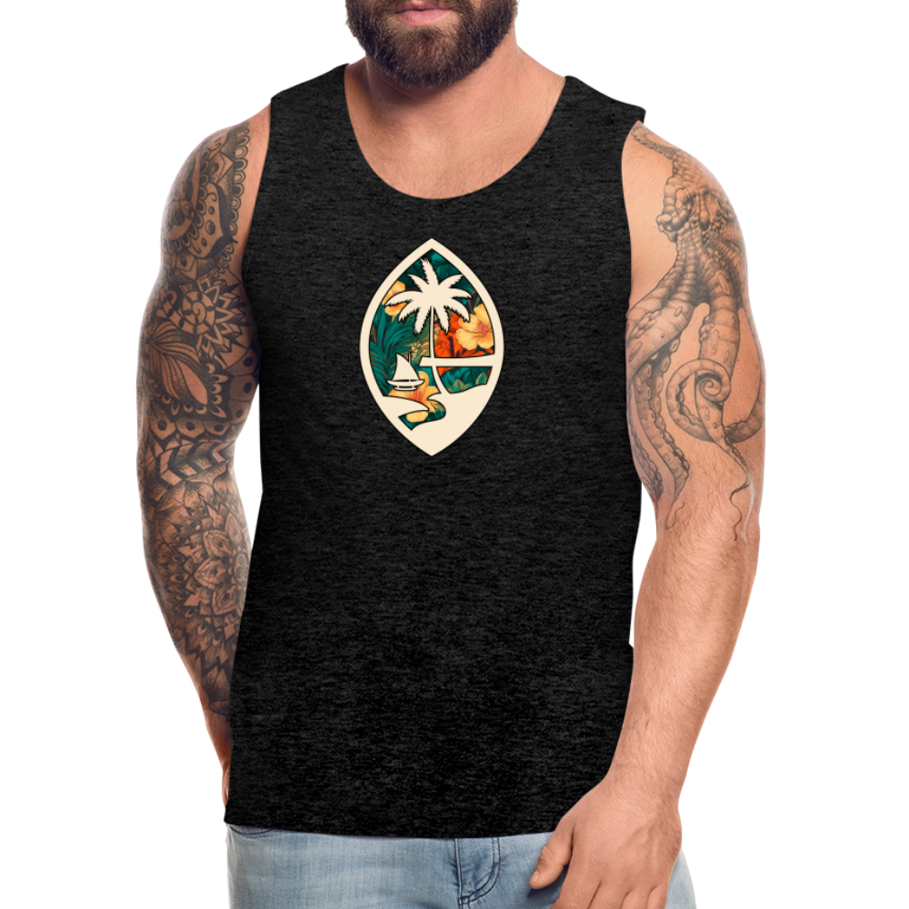Guam Seal Floral Men’s Premium Tank - charcoal grey