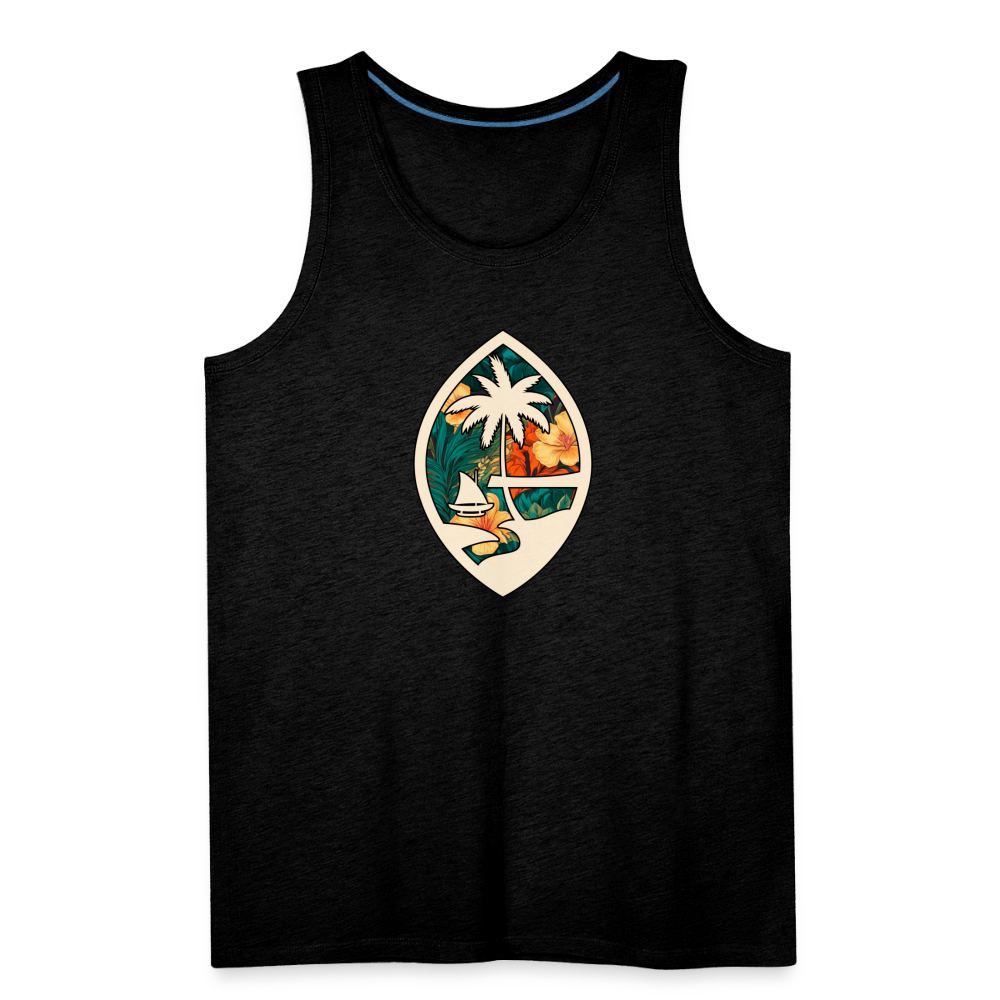 Guam Seal Floral Men’s Premium Tank - charcoal grey