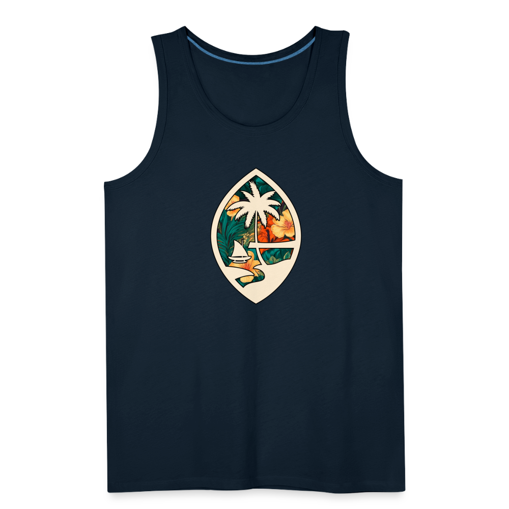 Guam Seal Floral Men’s Premium Tank - deep navy