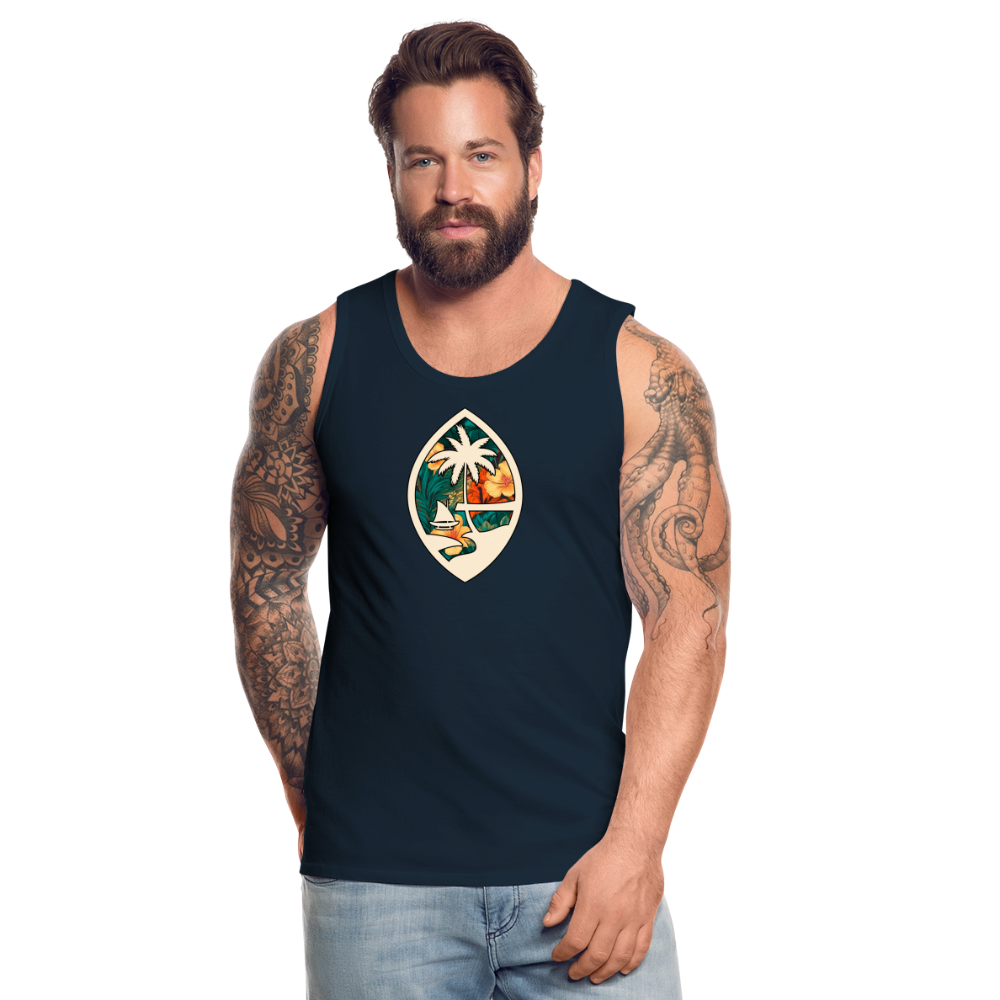 Guam Seal Floral Men’s Premium Tank - deep navy