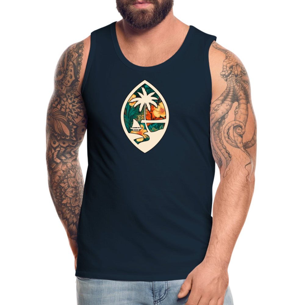 Guam Seal Floral Men’s Premium Tank - deep navy