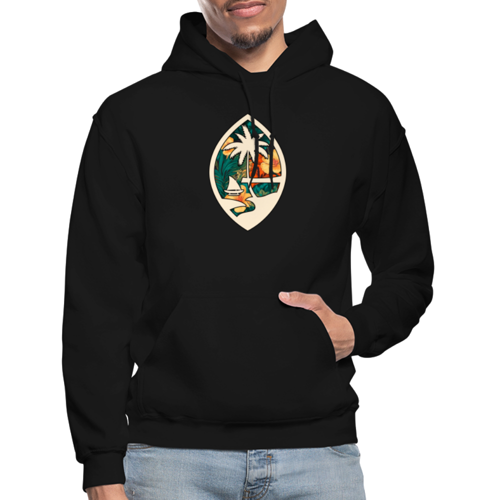 Guam Seal Floral Adult Heavy Blend Pullover Hoodie - black