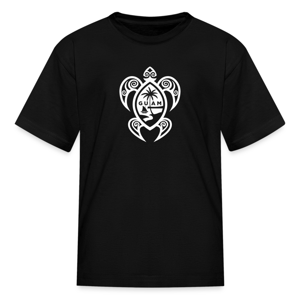 Guam Tribal Turtle Youth Kids' T-Shirt - black