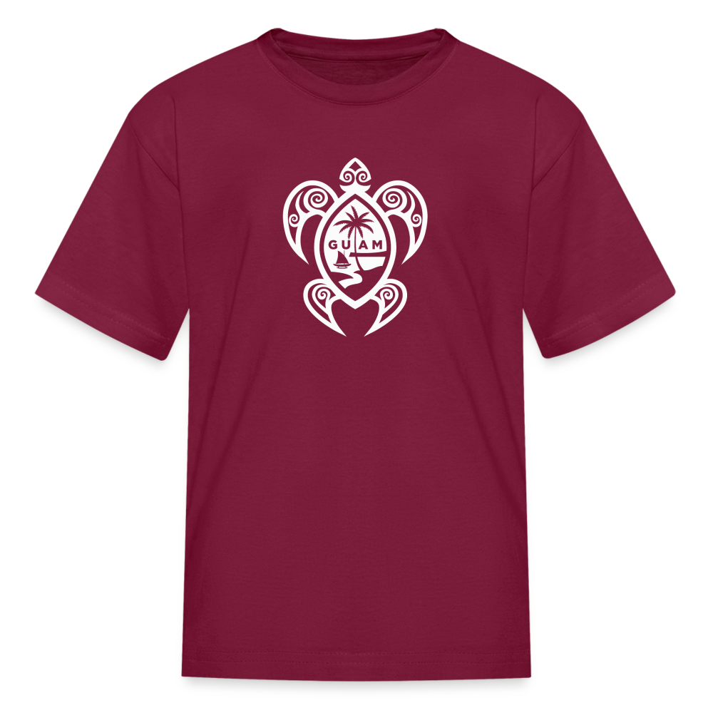 Guam Tribal Turtle Youth Kids' T-Shirt - burgundy