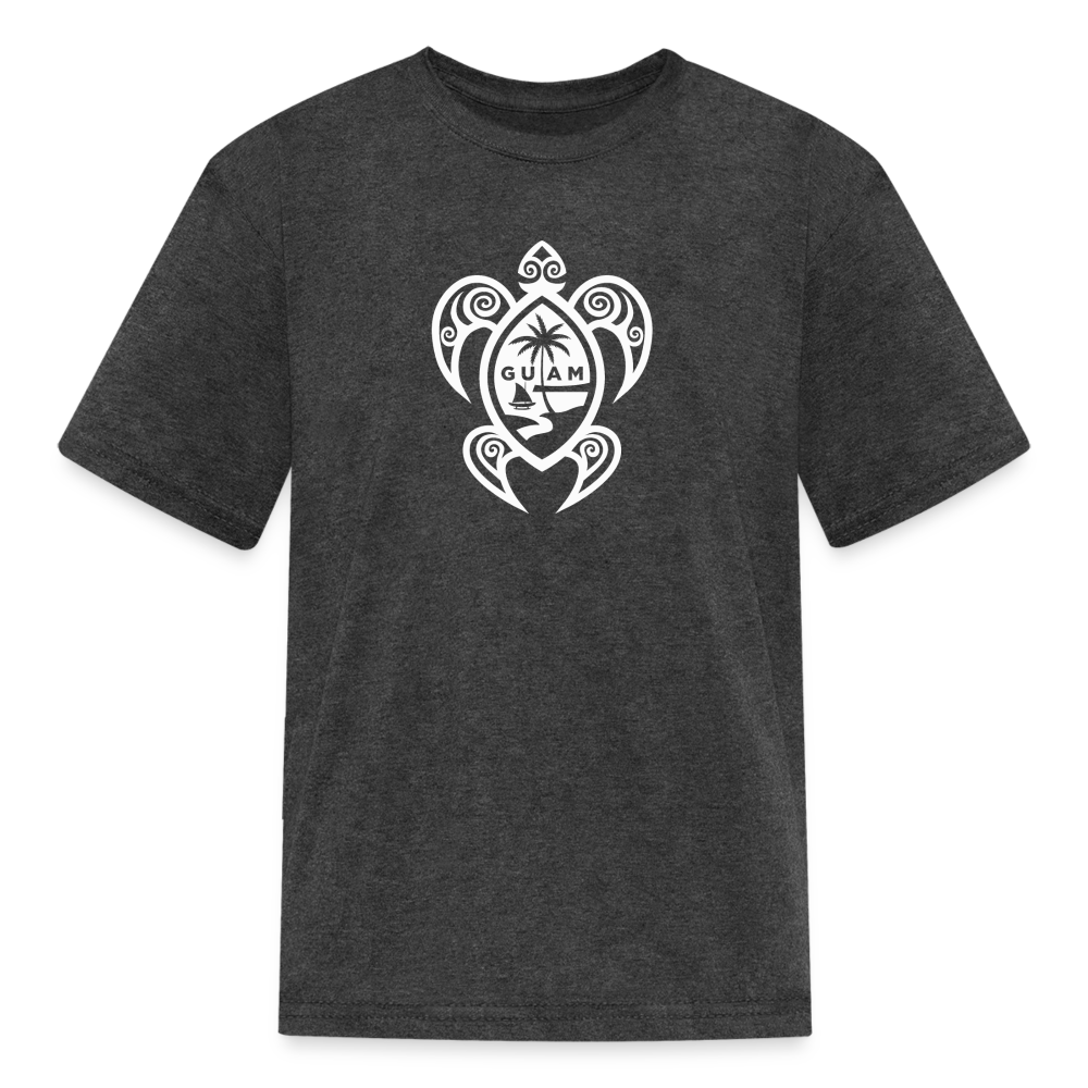 Guam Tribal Turtle Youth Kids' T-Shirt - heather black