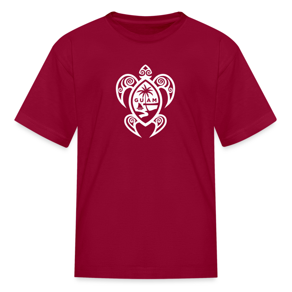 Guam Tribal Turtle Youth Kids' T-Shirt - dark red
