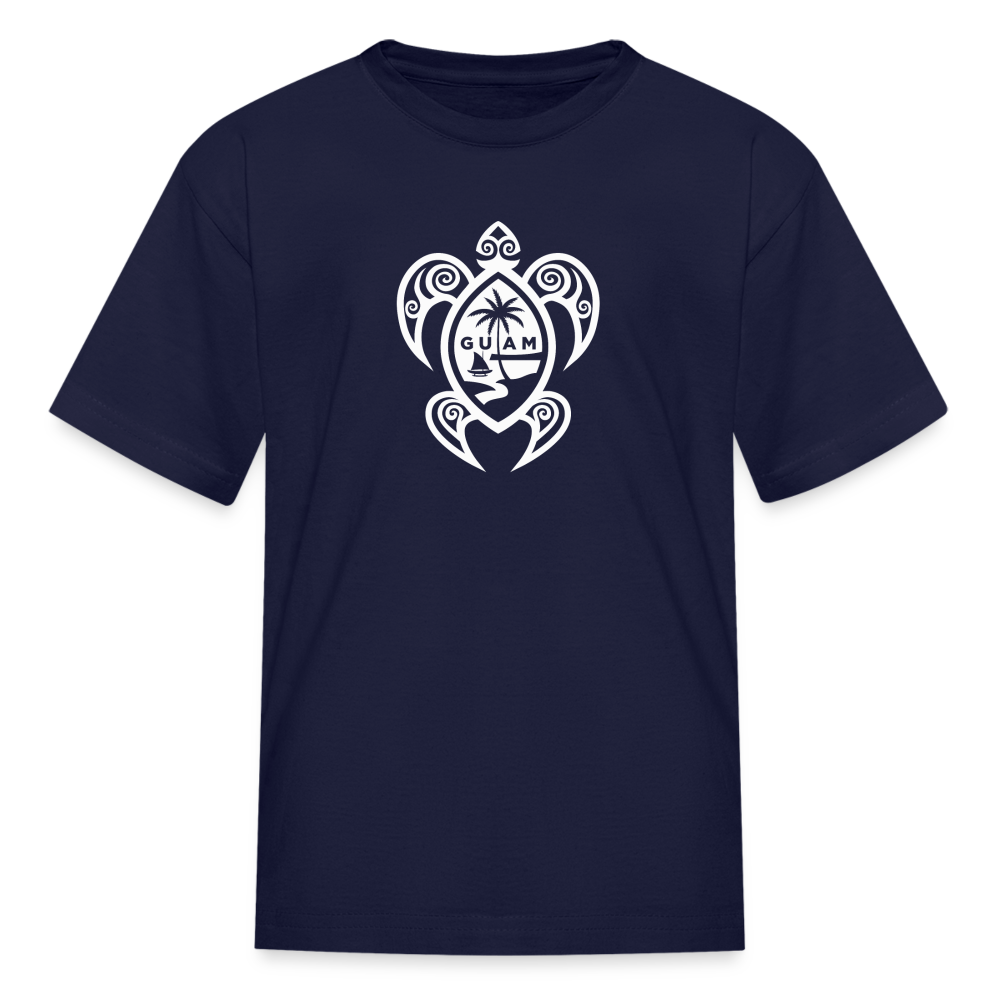 Guam Tribal Turtle Youth Kids' T-Shirt - navy