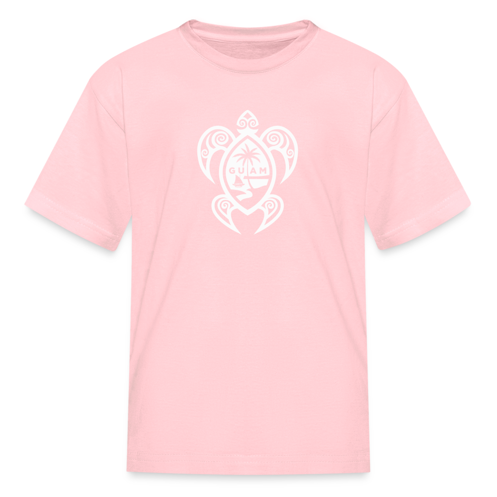Guam Tribal Turtle Youth Kids' T-Shirt - pink