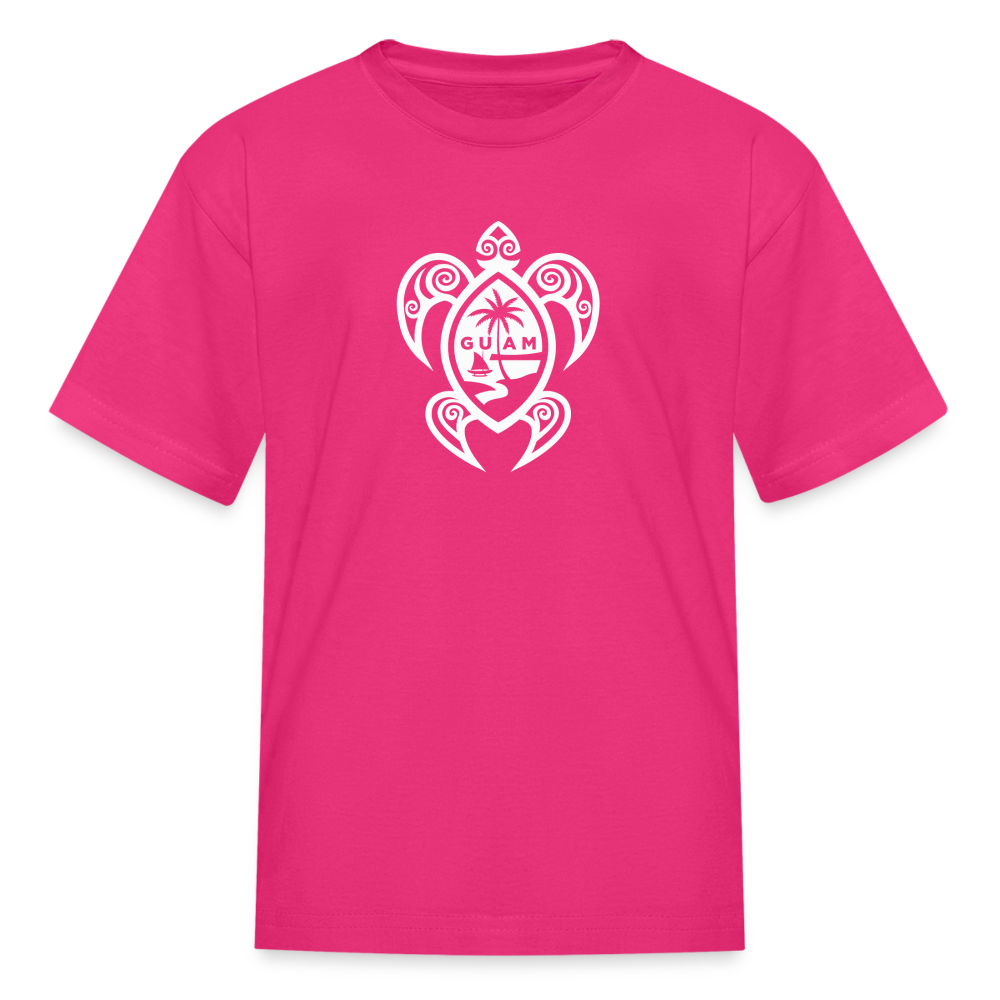 Guam Tribal Turtle Youth Kids' T-Shirt - fuchsia
