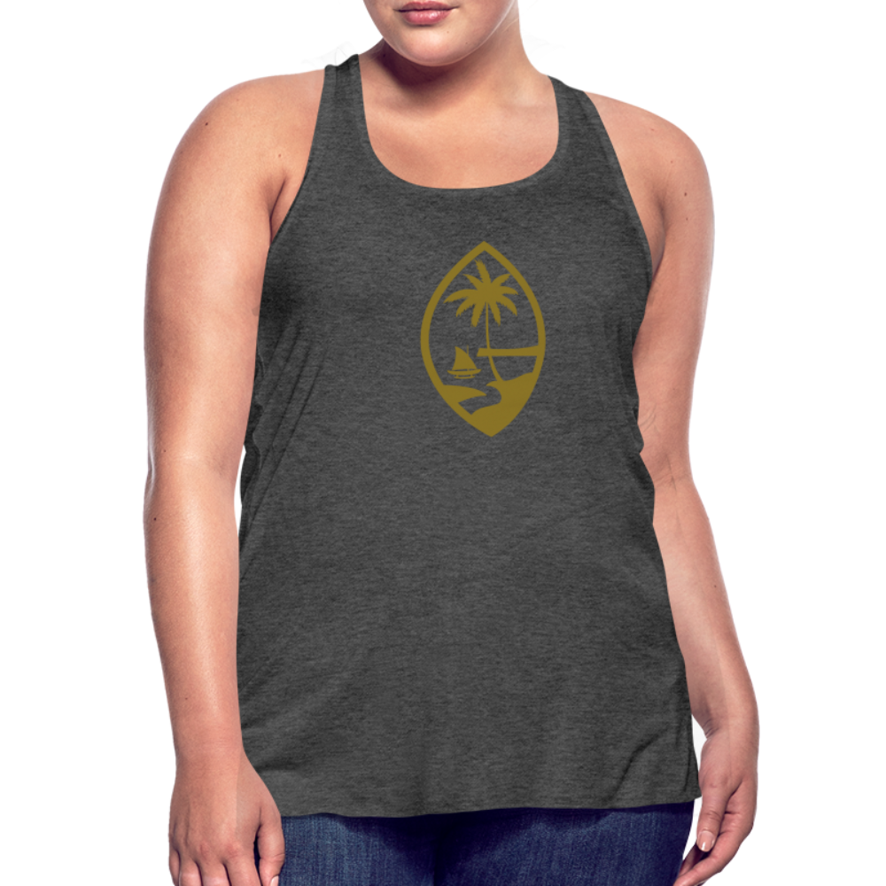 Guam Seal Metallic Gold Women's Flowy Racerback Tank Top - deep heather
