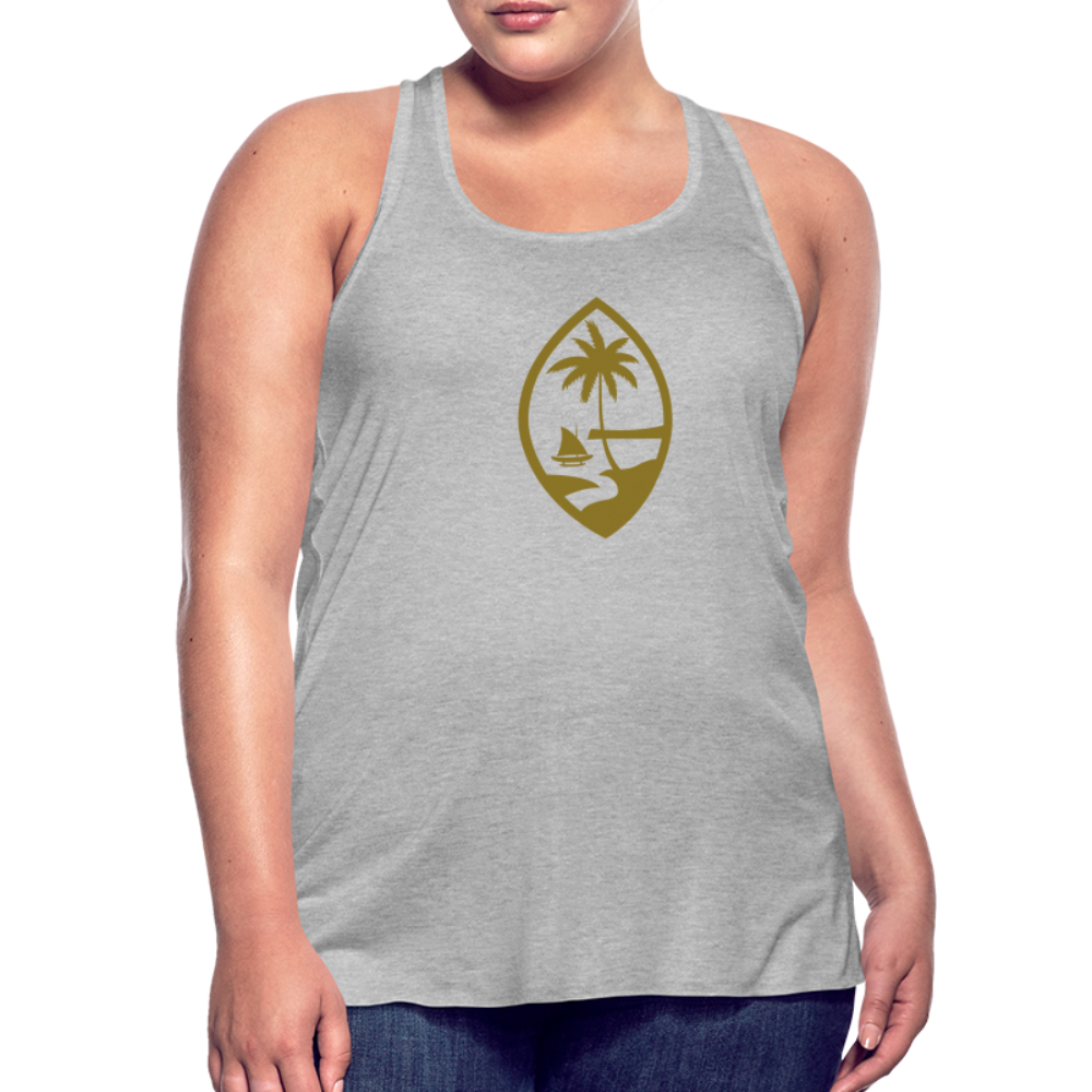 Guam Seal Metallic Gold Women's Flowy Racerback Tank Top - heather gray