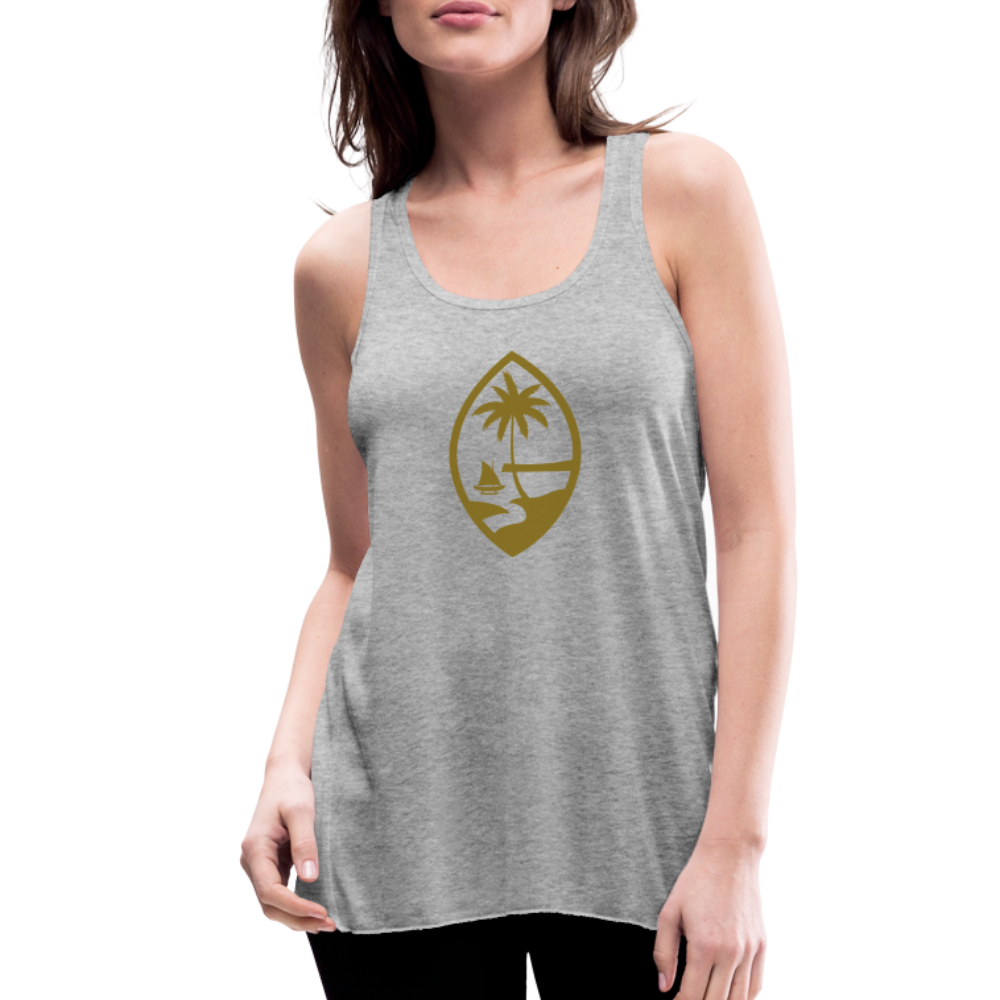 Guam Seal Metallic Gold Women's Flowy Racerback Tank Top - heather gray