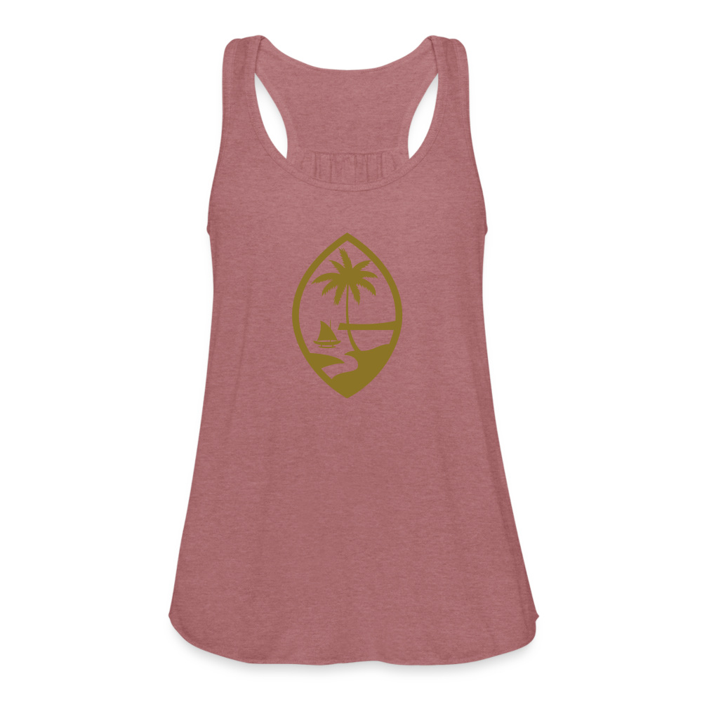 Guam Seal Metallic Gold Women's Flowy Racerback Tank Top - mauve