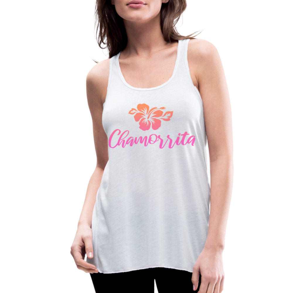 Chamorrita Hibiscus Women's Flowy Racerback Tank Top - white