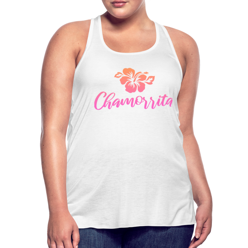 Chamorrita Hibiscus Women's Flowy Racerback Tank Top - white