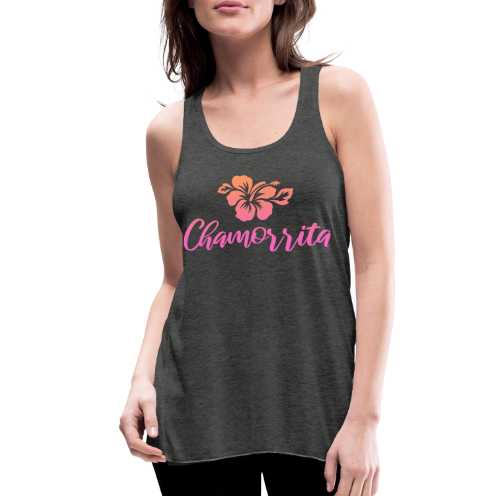 Chamorrita Hibiscus Women's Flowy Racerback Tank Top - deep heather