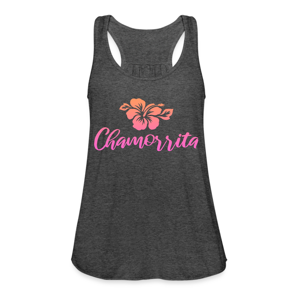 Chamorrita Hibiscus Women's Flowy Racerback Tank Top - deep heather