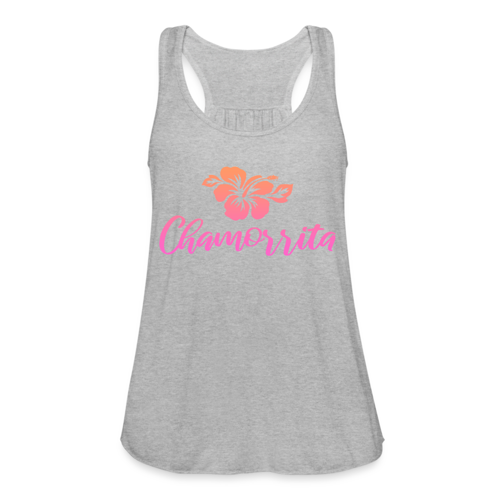 Chamorrita Hibiscus Women's Flowy Racerback Tank Top - heather gray