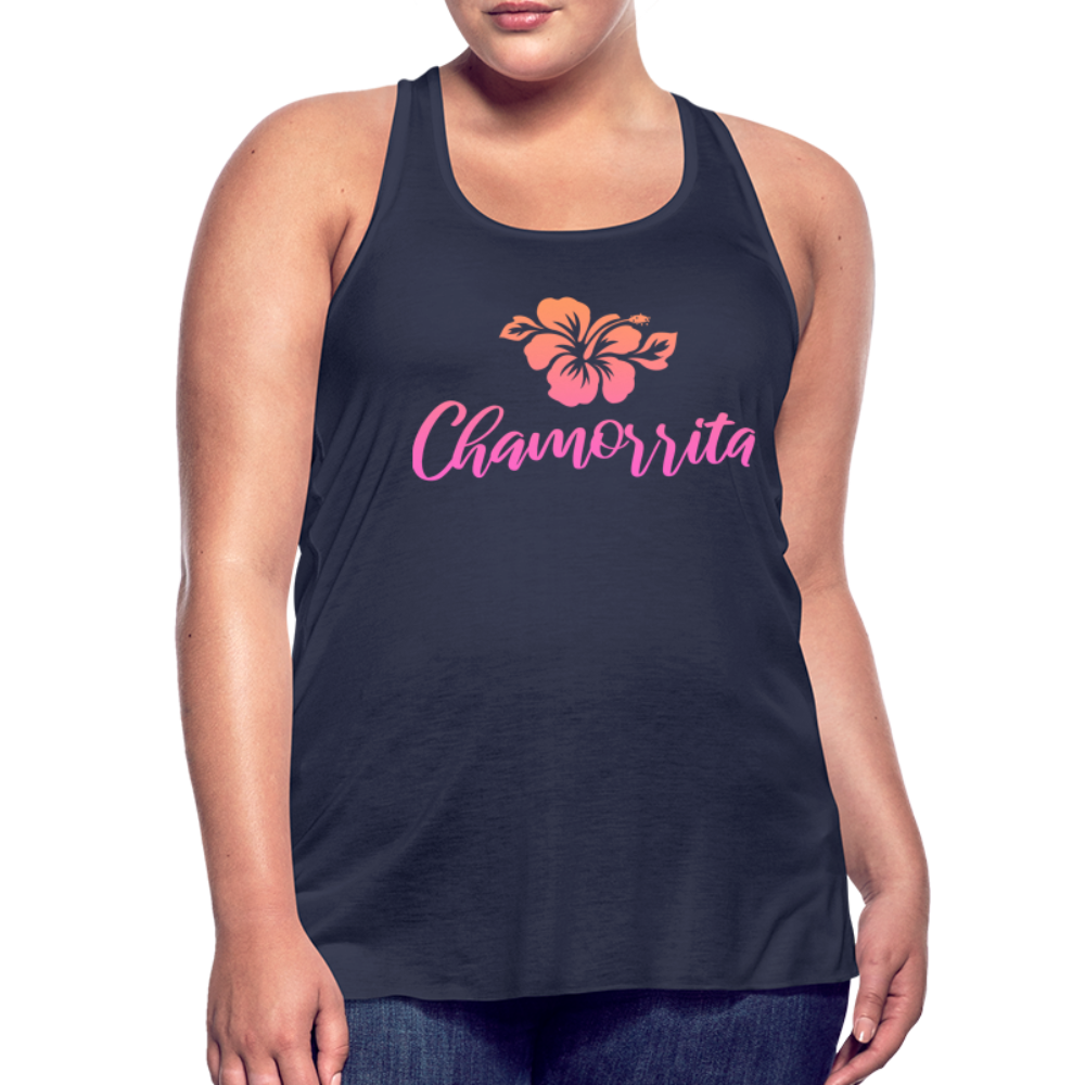 Chamorrita Hibiscus Women's Flowy Racerback Tank Top - navy