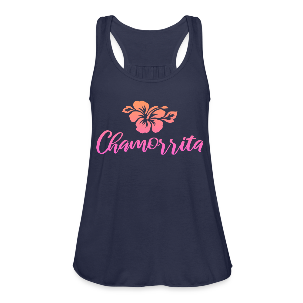 Chamorrita Hibiscus Women's Flowy Racerback Tank Top - navy