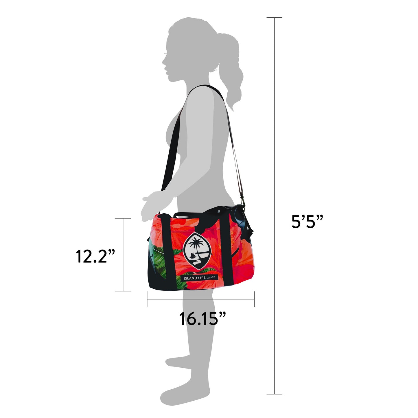 Guam Red Hibiscus Paradise Large Travel Duffel Bag