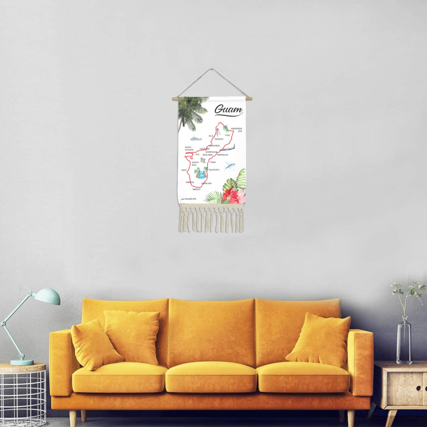 Guam Map Linen Hanging Poster