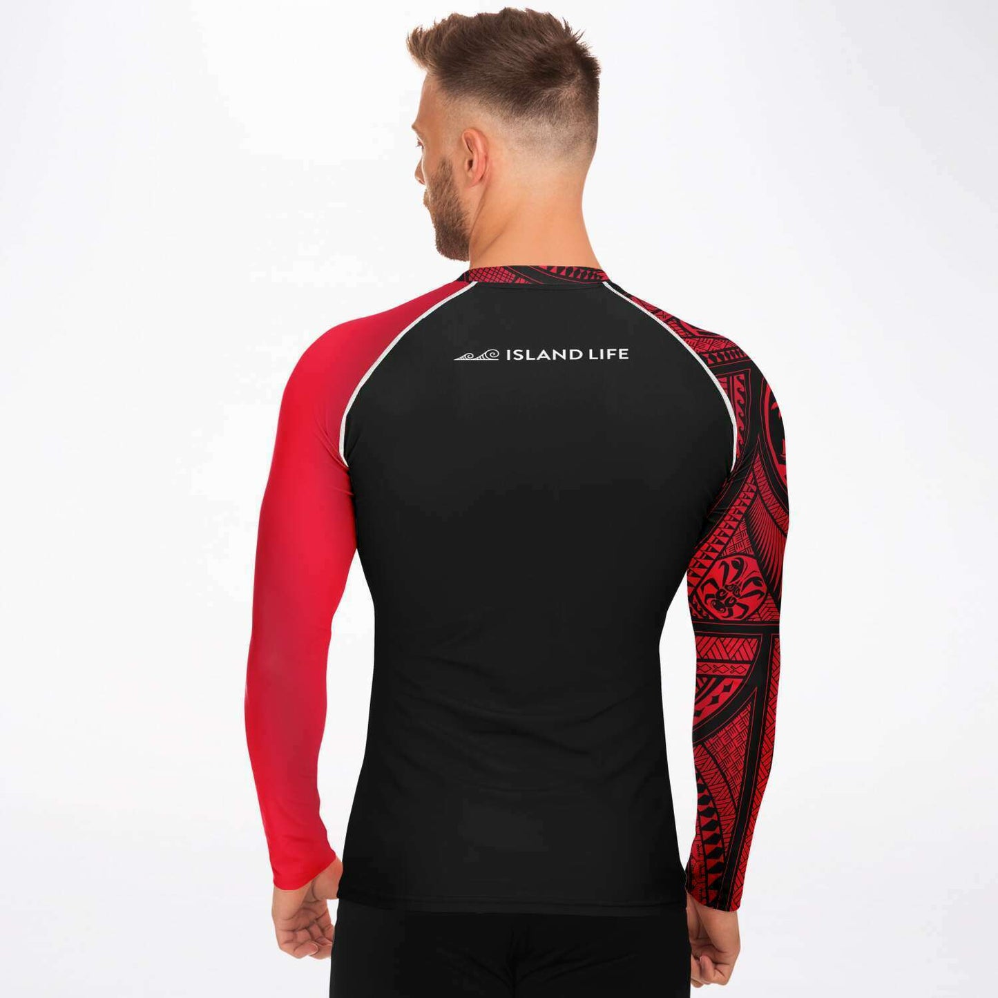 Guahan Tribal Men's Red Rashguard