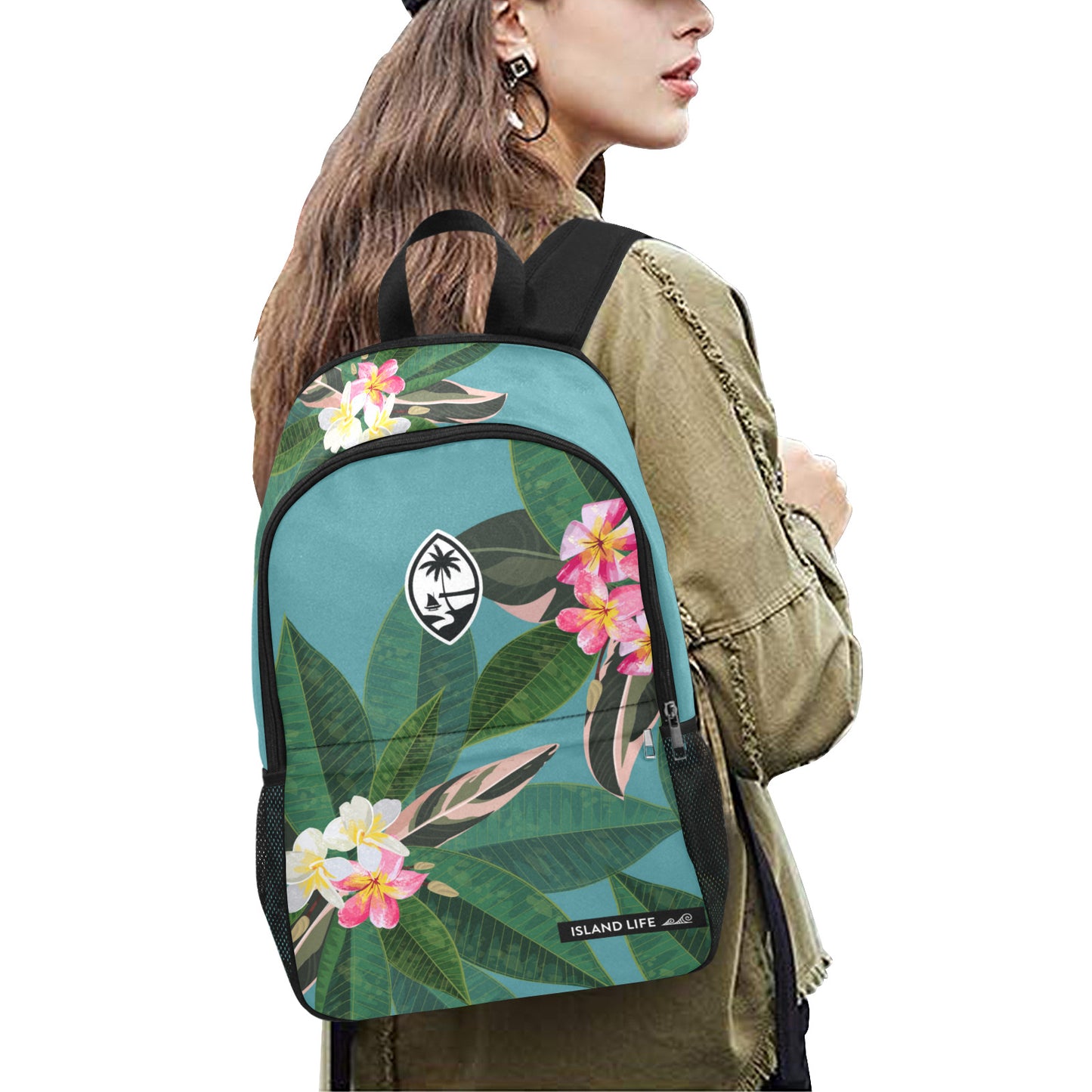 Guam Plumeria Laptop Side Pockets Backpack