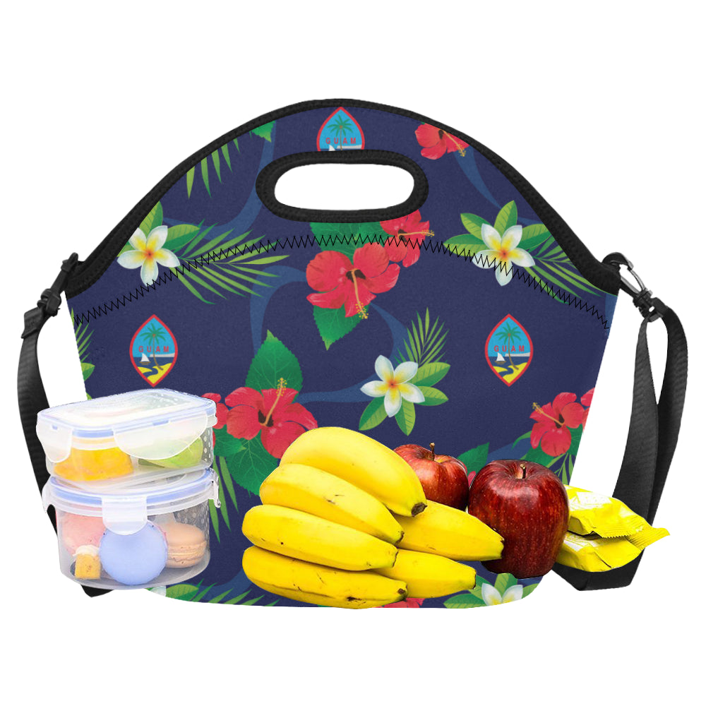 Guam Flag Flowers Neoprene Lunch Bag Large