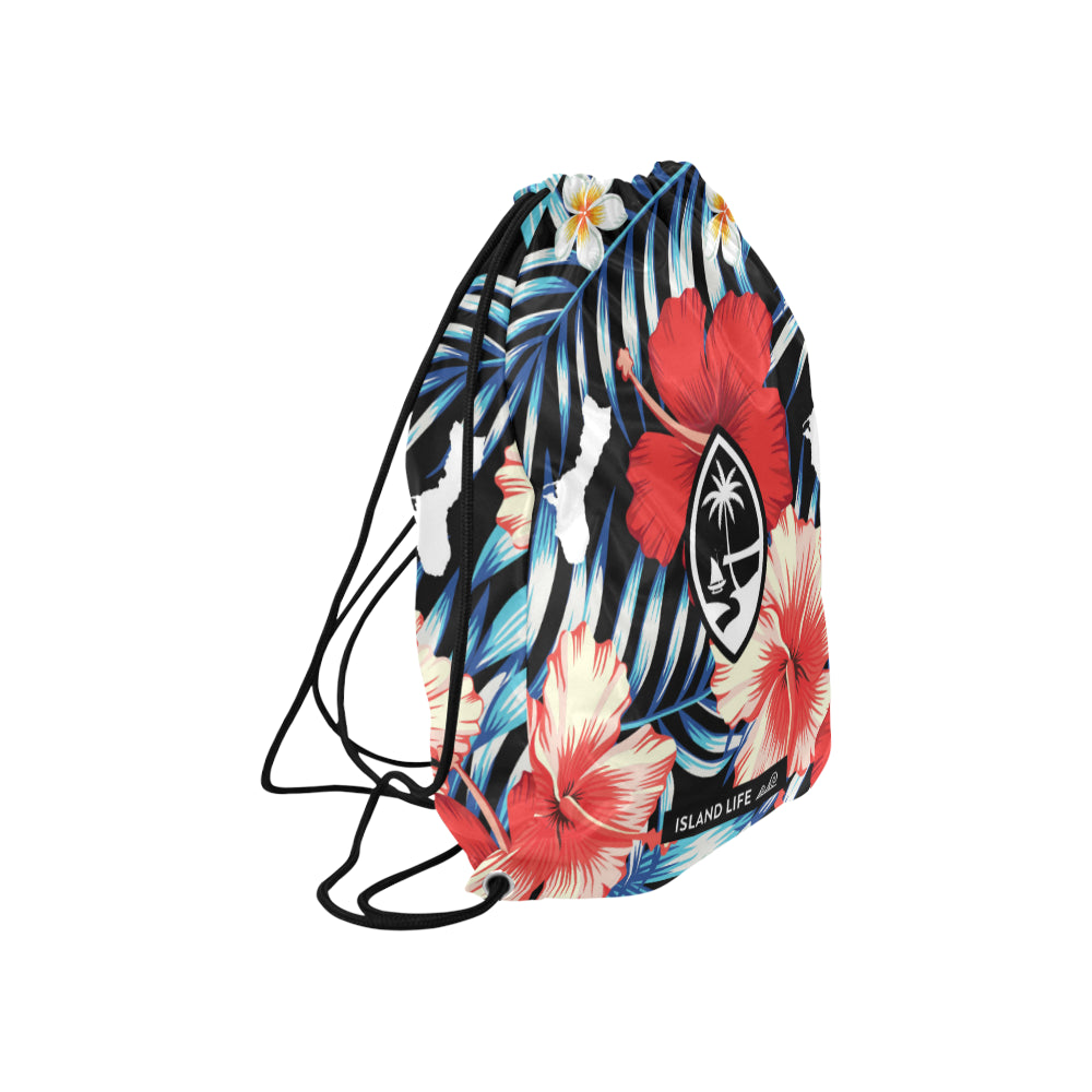 Guam Tropical Floral Large Drawstring Bag