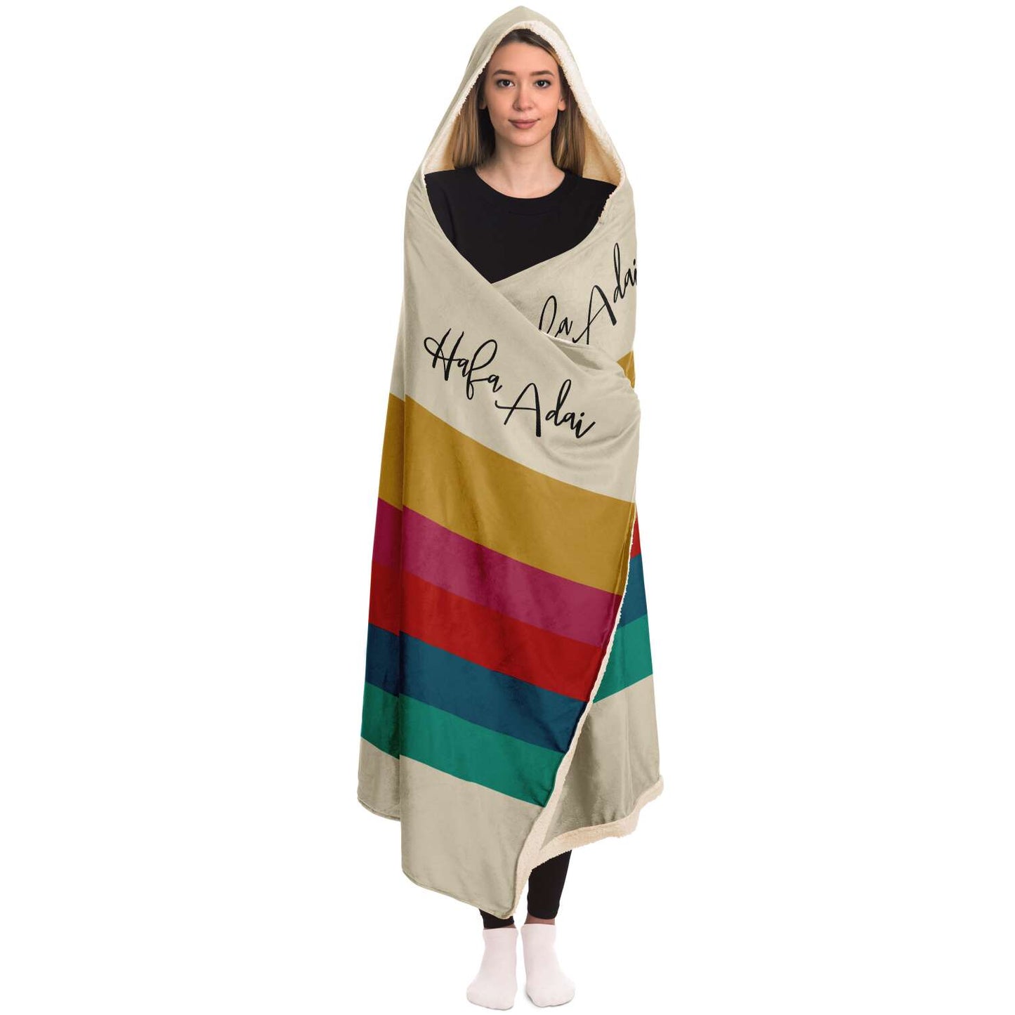 Hafa Adai Retro Rainbow Sunset Guam CNMI Hooded Blanket