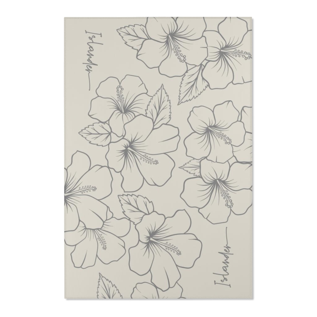 Guam CNMI Modern Hibiscus Beige Gray Area Rug