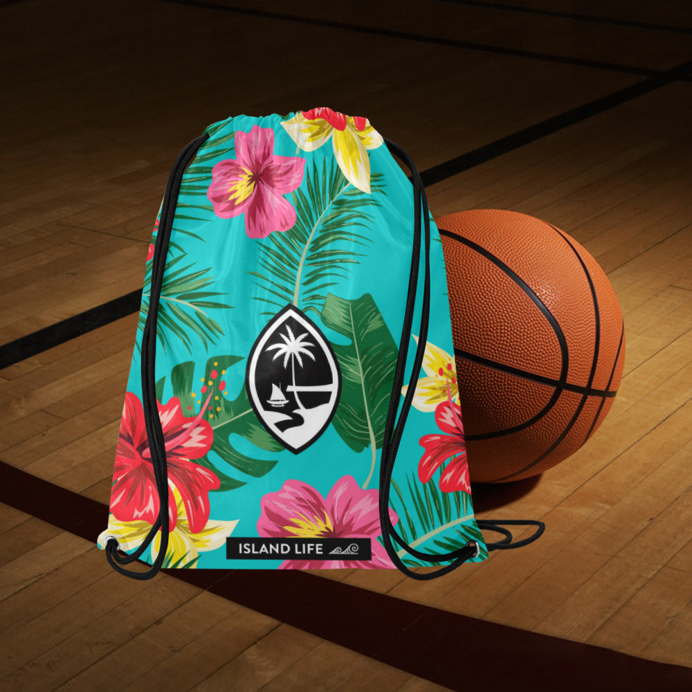Floral Guam Large Drawstring Bag
