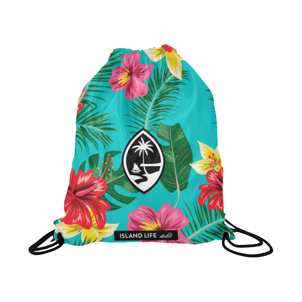 Floral Guam Large Drawstring Bag