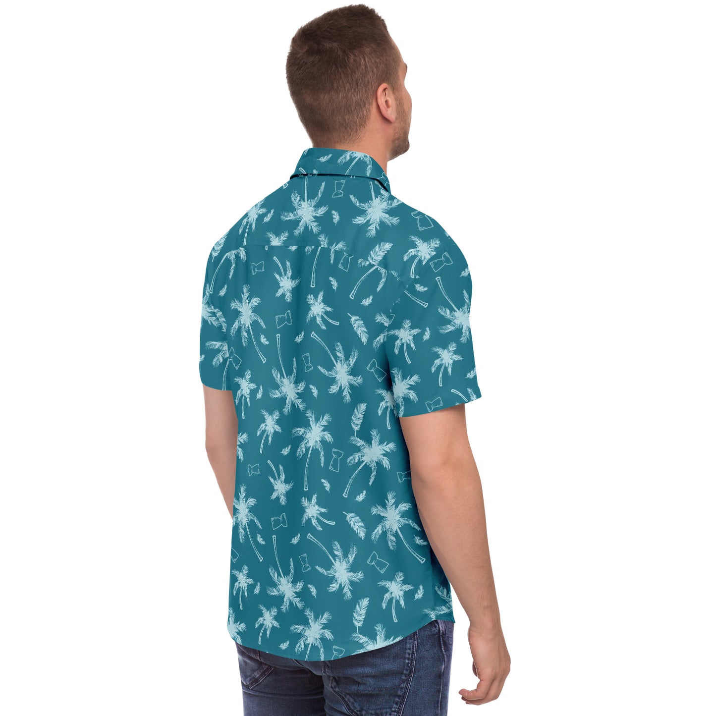 Latte Stone Coconut Trees Blue Button Down Shirt
