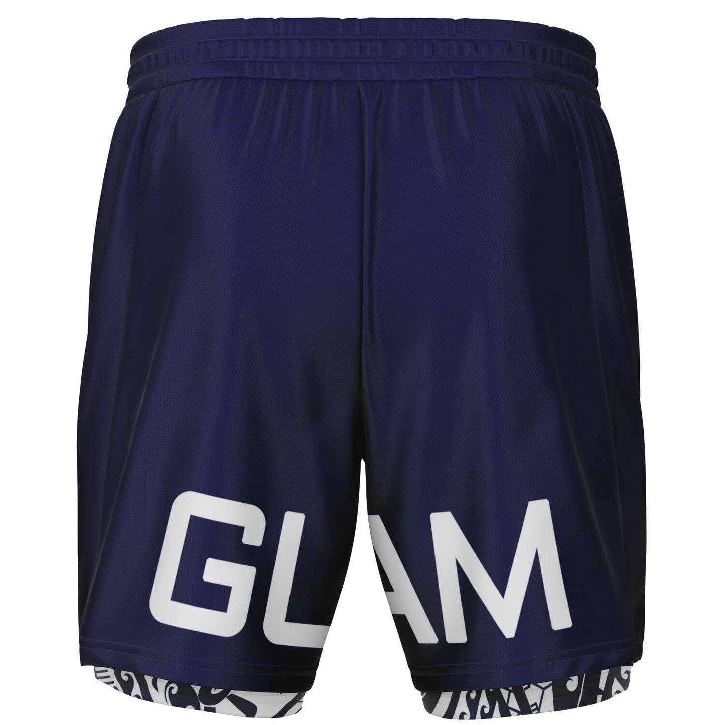 Guam Tribal Layer Blue 2-in-1 Phone Pocket Active Shorts
