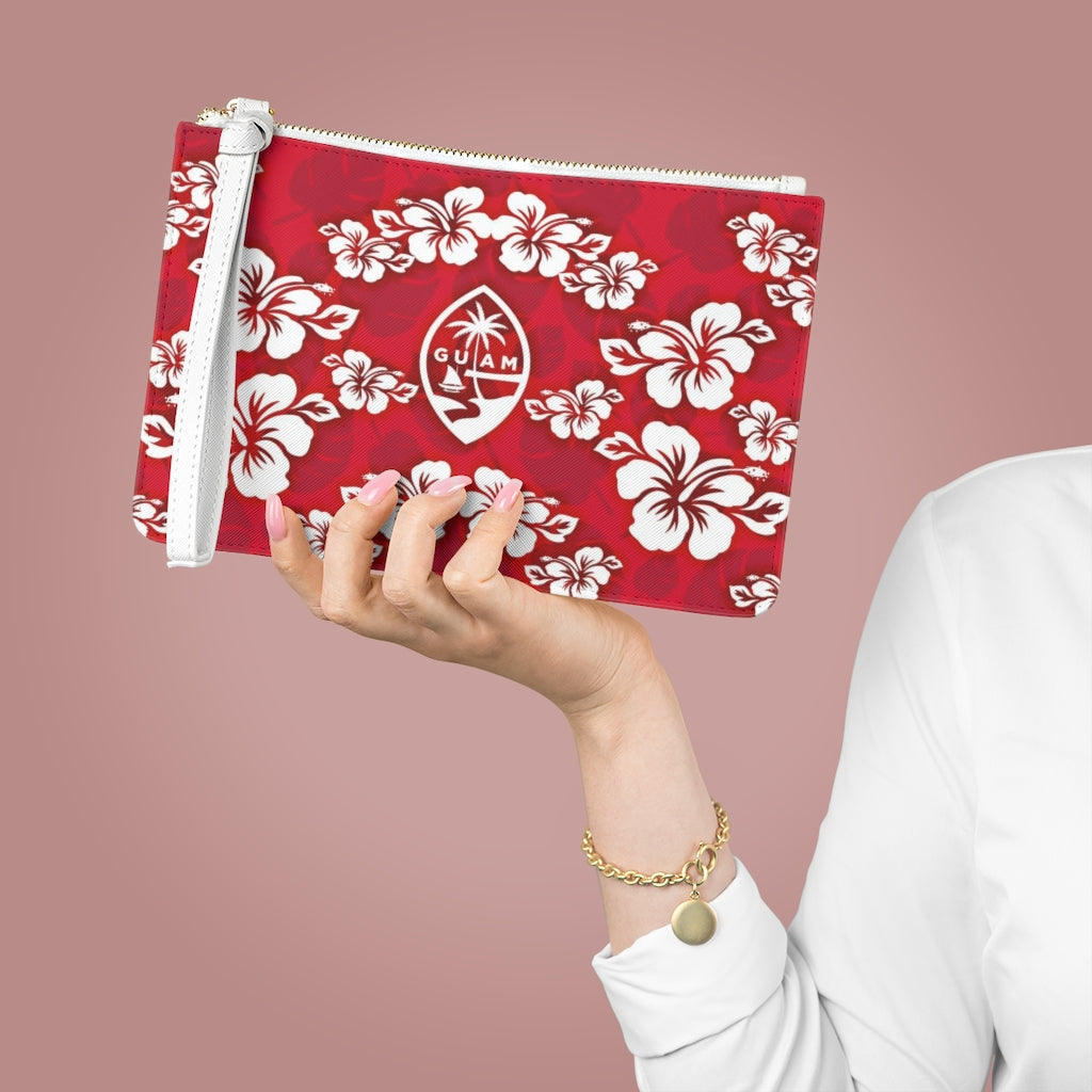Guam Classic Red Hibiscus Clutch Bag