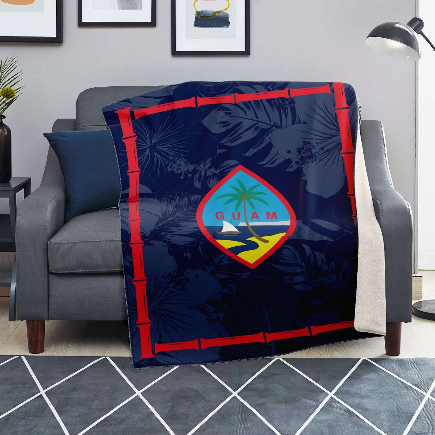 Guam Flag Bamboo Microfleece Blanket