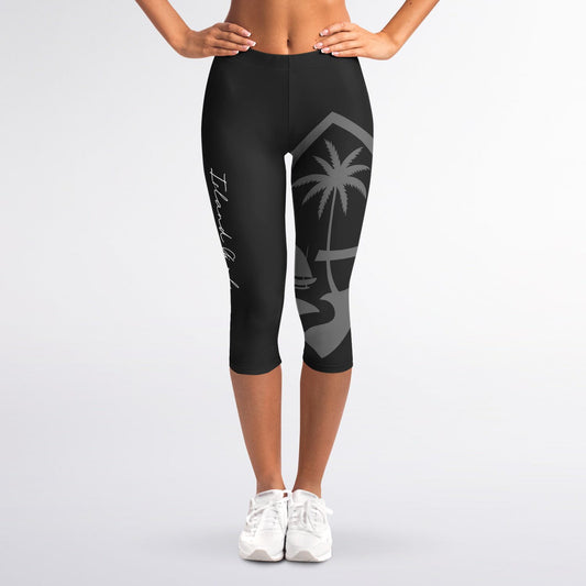Guam Seal Island Girl Black Capri Leggings
