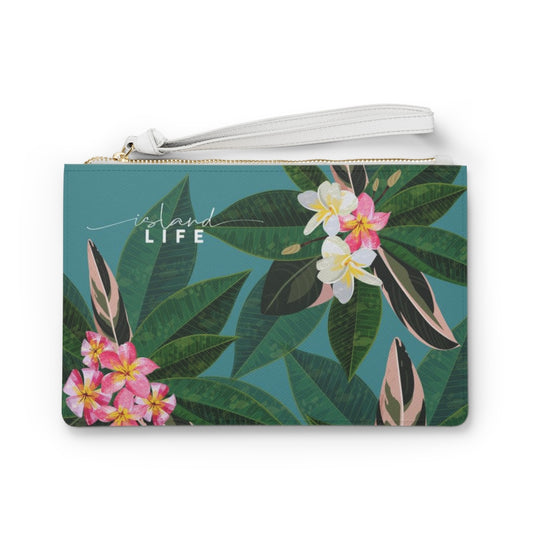 Plumeria Flowers Blue Guam CNMI Clutch Bag