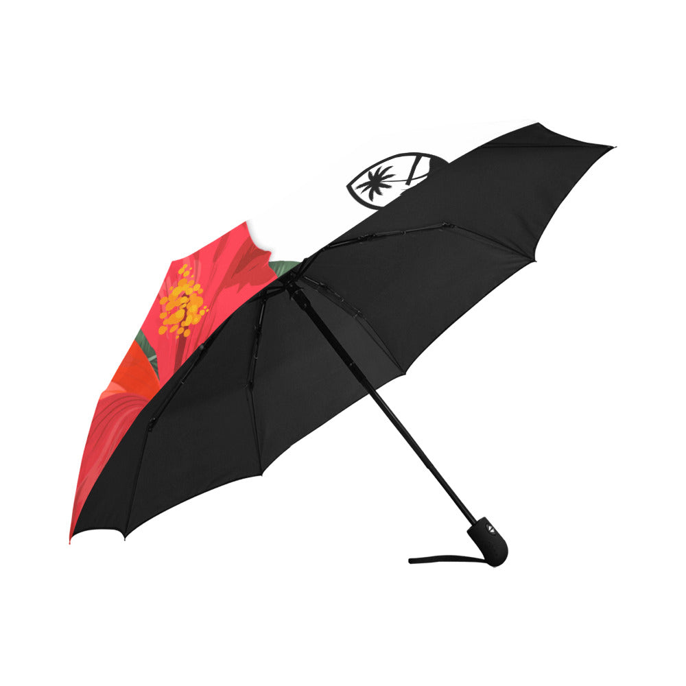 Guam Red Hibiscus Paradise White Anti-UV Auto Foldable Umbrella