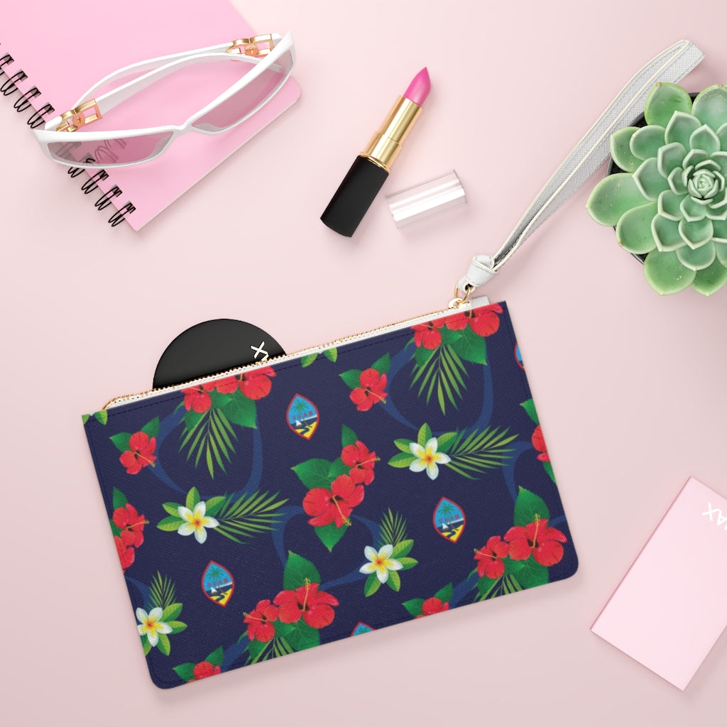 Guam Flag Flowers Clutch Bag