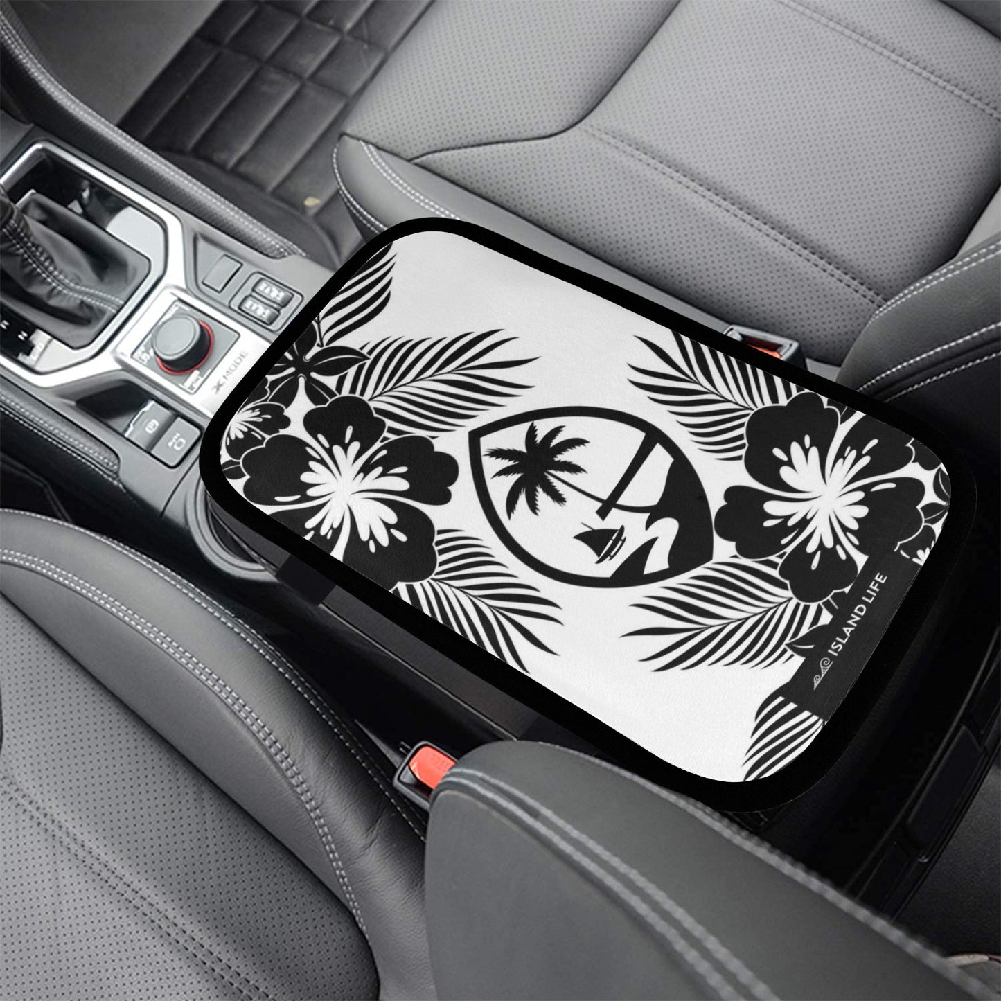 Guam Tropical Hibiscus White Car Armrest Cover
