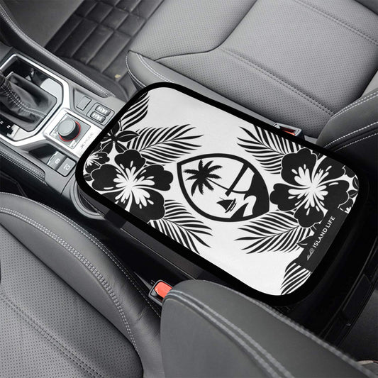 Guam Tropical Hibiscus White Car Armrest Cover
